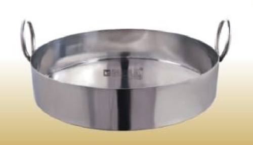 मिरर फ़िनिश स्टेनलेस स्टील कड़ाही घेवर Ss 3mm X 16", 20", 24" व्यास.