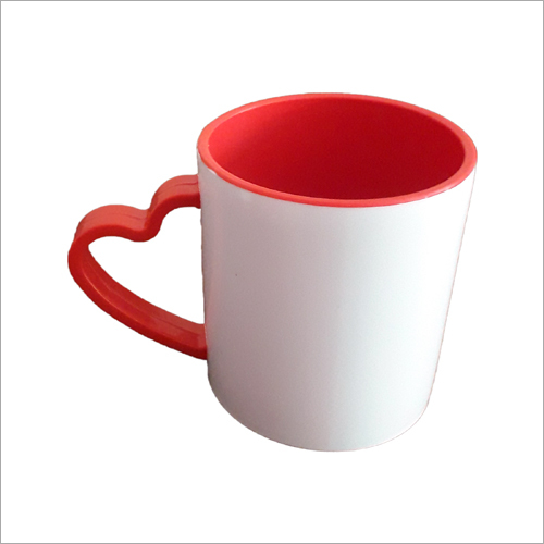 Heart Handle Mug - Ceramic Material, Plain Design, Durable Construction, White Color, Custom-Designed for Special Occasions