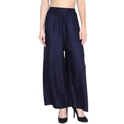 Navy Rayon Palazzo - Cotton, Free Size, Navy Blue | All Season Casual Wear, Breathable, Quick Dry, Washable, Plain Pattern