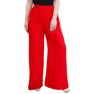 Red Rayon Palazzo - Cotton Casual Pants | Breathable, Quick Dry, Washable, Free Size, Plain Red Design