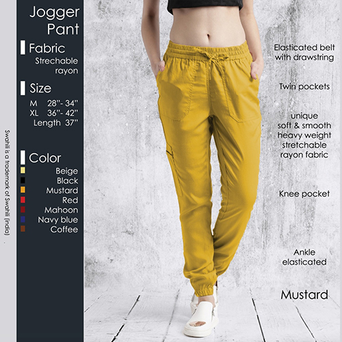 Mustard Jogger Pant - Cotton, L/XL/XXL | Breathable, No Fade, Quick Dry, Washable, Suitable for Summer and Winter, Cloth Decoration