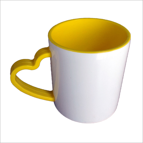 Heart Handle Mug - Ceramic Material, Plain Design, Durable Construction, White Color, Custom-designed For Special Occasions