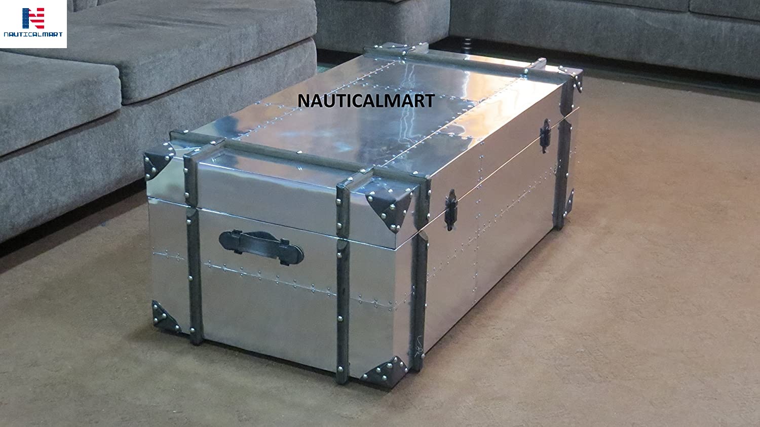 Nauticalmart Commander Aluminum Storage Trunk Coffee Table