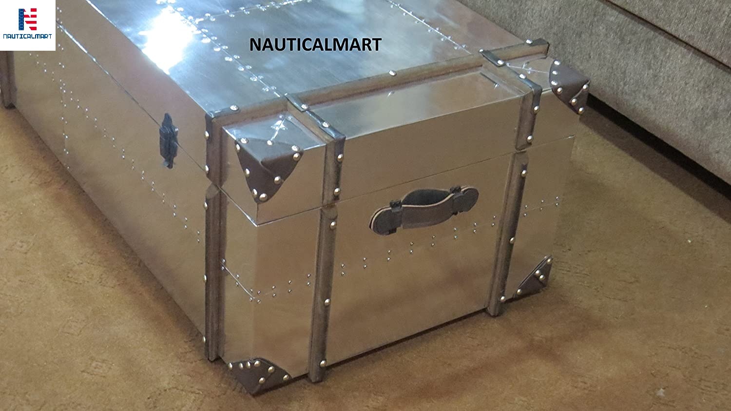 Nauticalmart Commander Aluminum Storage Trunk Coffee Table