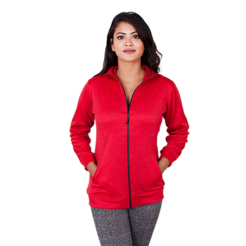 Red Women Winter Jacket - Polyester, Sizes M/L/XL, Breathable, Washable | Casual Full Sleeves Design in Classic Red, Plain Pattern