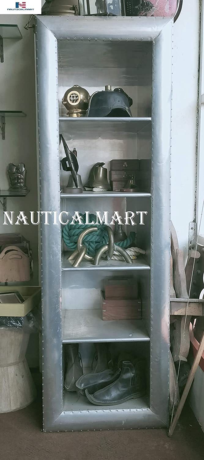 Nauticalmart Narrow Single Shelving Aluminium Book Shelf Hand-made Standing Wall Shelf