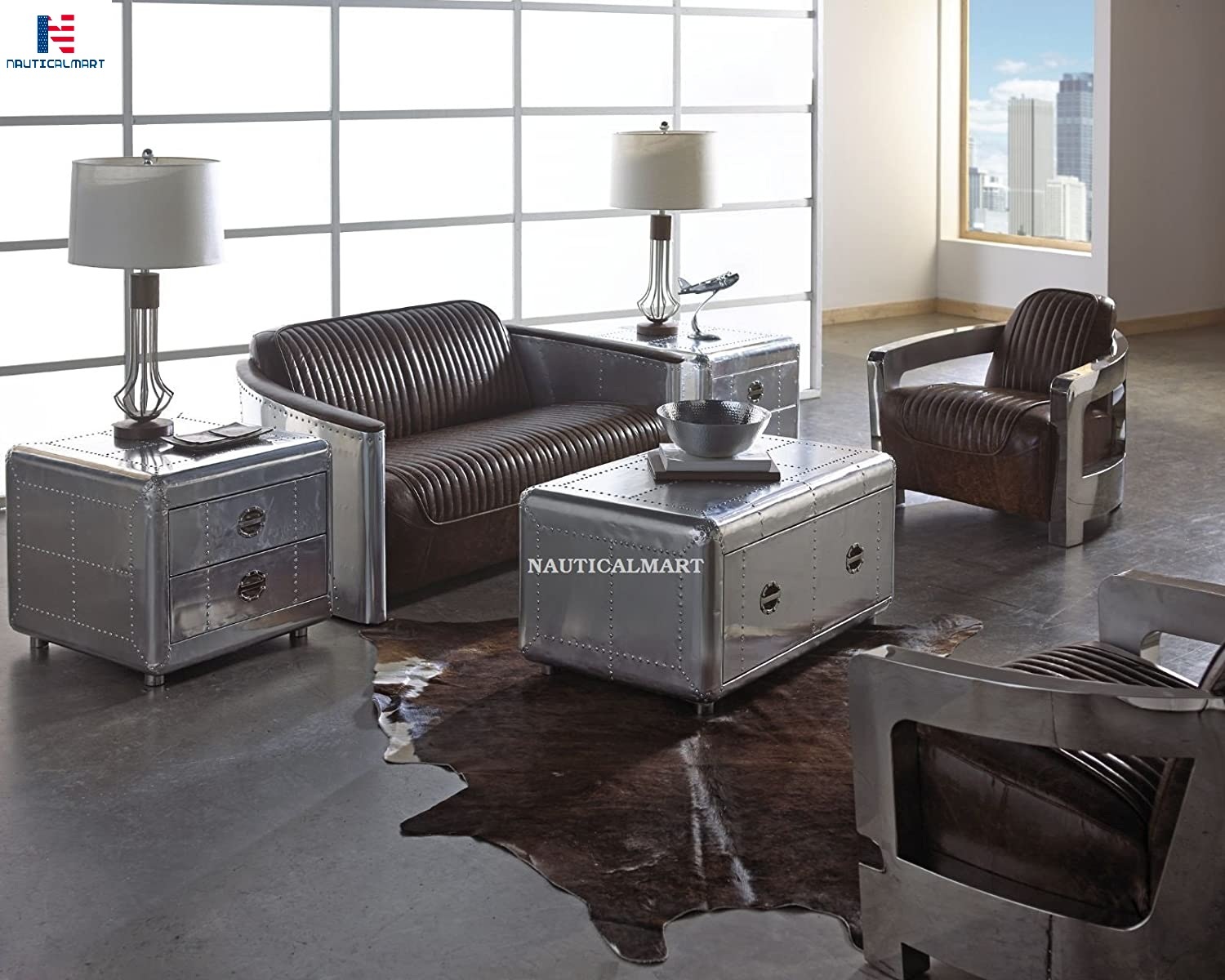Nauticalmart Square Coffee Table With 2 Drawer