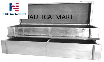 Nauticalmart Vintage Aluminium Antique Finish Trunk And Coffee Table With Three Drawer