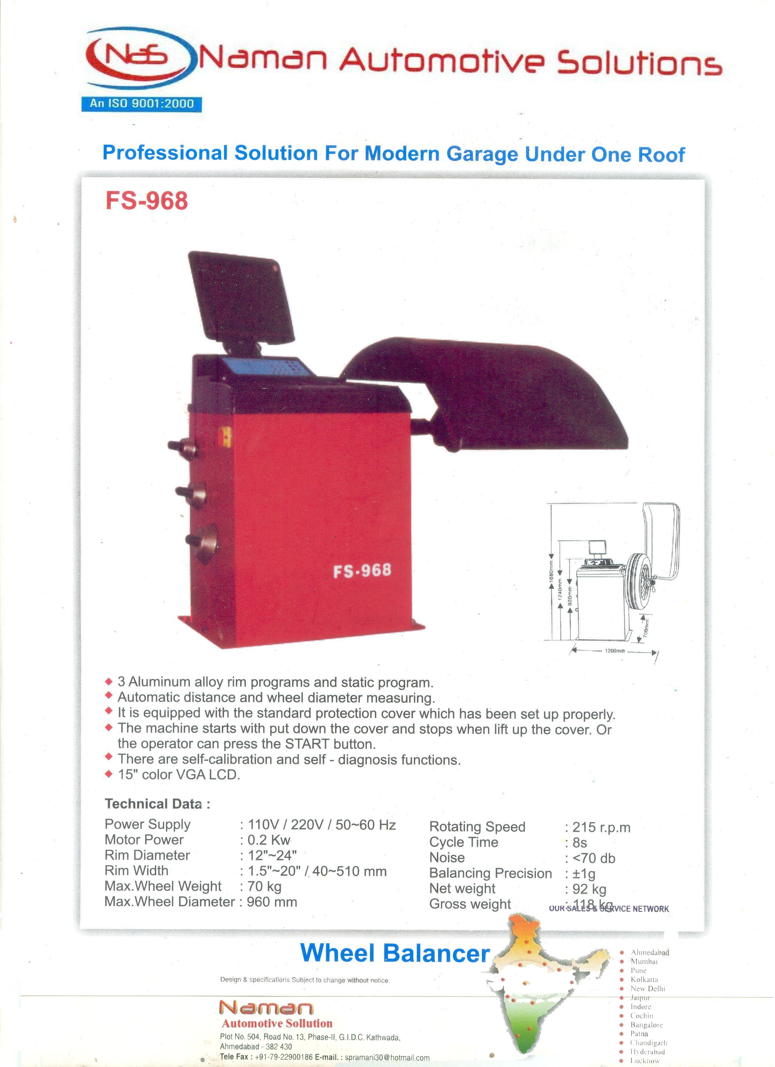 Video Graphic Wheel Balancer - Motor Power: 220 V