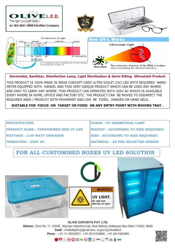 Germicidal Uv Led Disinfection Lamp - Customizable Material, Portable Size, 2 Watt Onwards, Easy-to-carry Design For Efficient Sterilization
