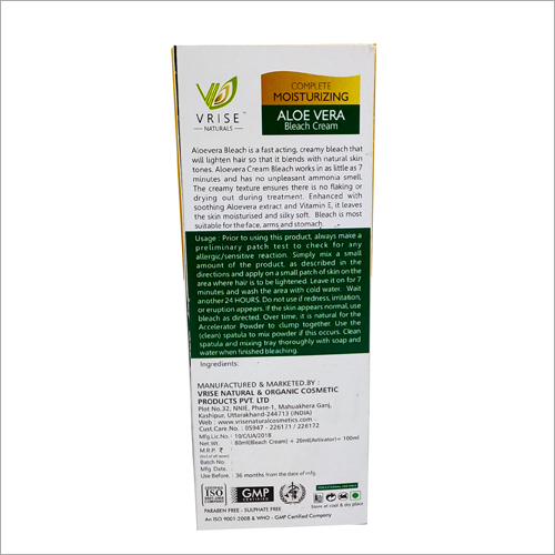 Aloe Vera Bleach Cream - Skin Purification Formula, Enriched With Essential Nutrients For Soft And Glowing Skin