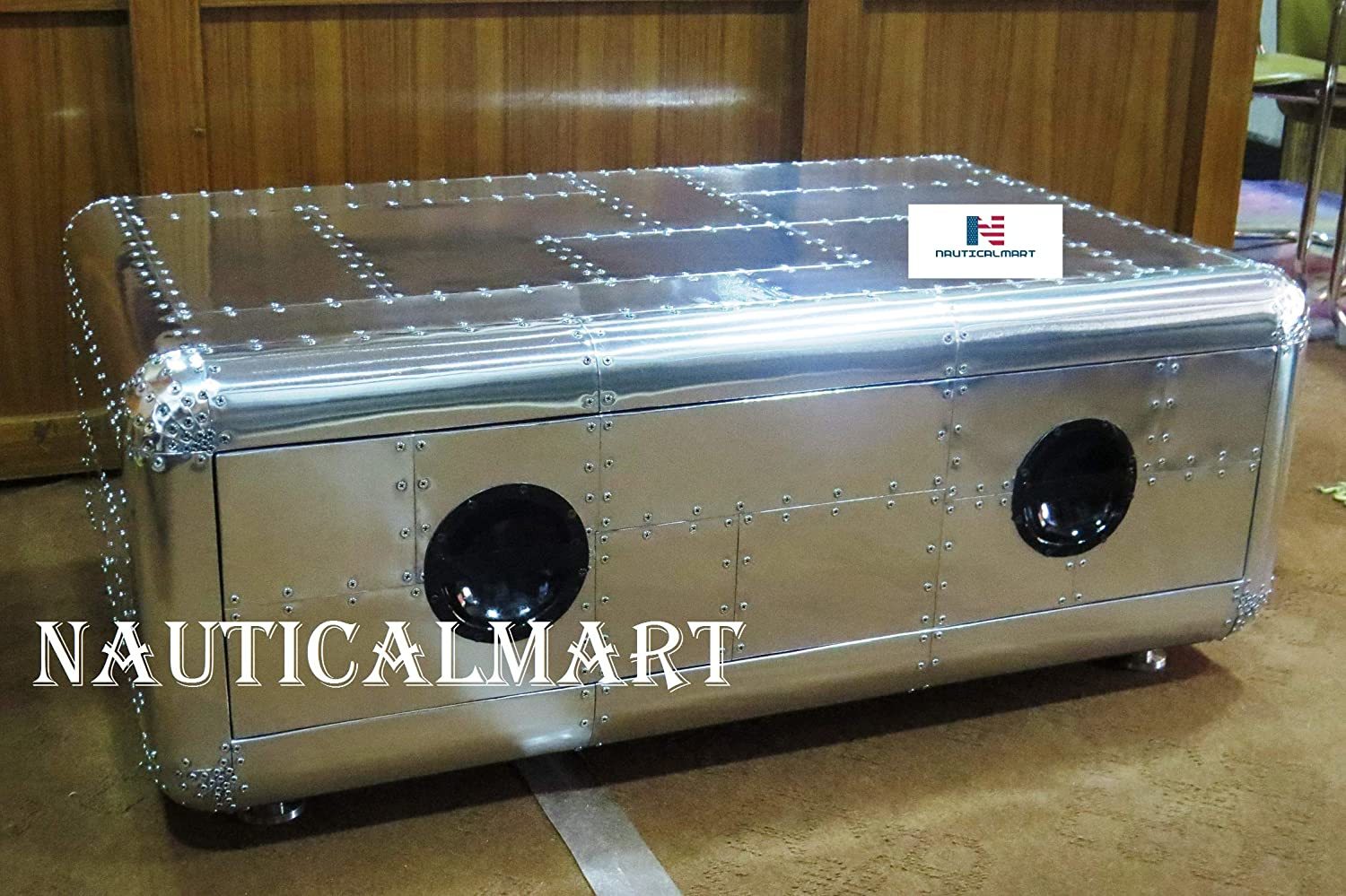 Vintage Coffee Table Aluminum Trunk