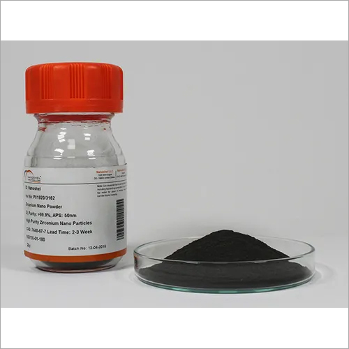 Zirconium Nanopowder - Zr, 50 nm, Gray | Purity: 99.9%, Density: 6.52 g/m3, Warranty: 6 Months, Stock No: NS6130-01-180, CAS: 7440-67-7