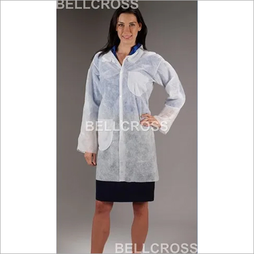 Visitor Gown - Microfibre Medium White, Zipper Closure | Lightweight, Breathable, Water Resistant, Eco-Friendly, Full Sleeve