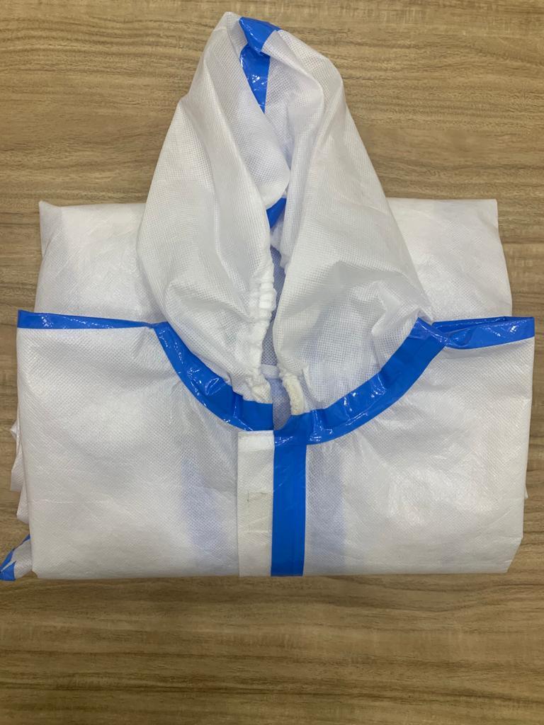 Ppe Kit - 3 Ply Surgical Mask, One Pair Gloves, Sitra Certified, 90 Gsm, Laminated, Blue Seam Tape | Disposable, Waterproof, Recyclable, Non-woven