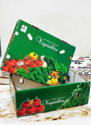 Vegetables Corrugated Packaging Box - 5 PLY Export Quality, 4 KG Chilly, 7 KG Tomatoes, Lady Fingers, Green Peas, Ginger | Customized Size, Shape, Style, Multicolor Printing