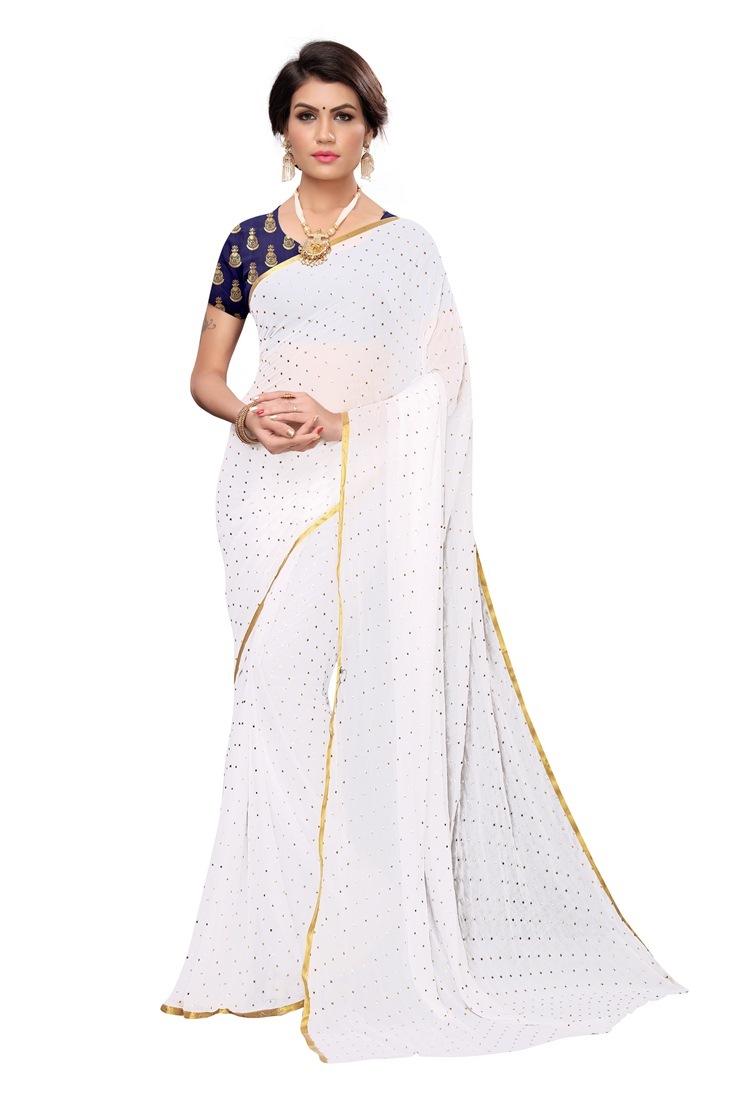 Bindiya Saree - Chiffon Fabric, Embroidered Design , Blouse Fabric - Jaquard, Colors - Multicolor, Suitable For Daily Wear In All Seasons