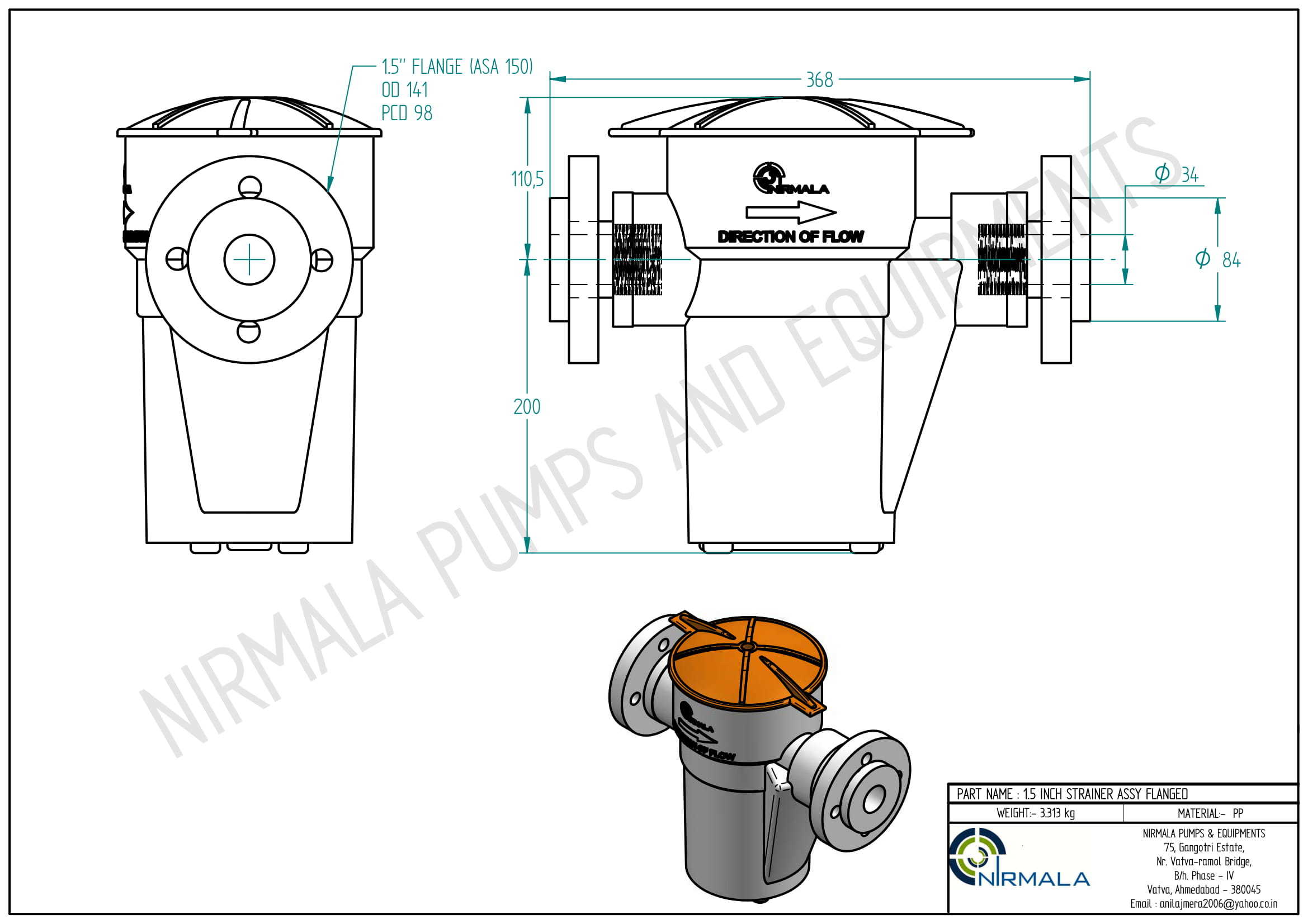 White Pp Basket Strainer 1.5"
