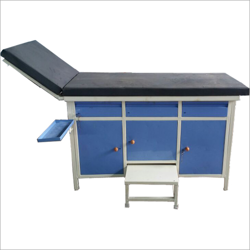 Examination Couch - Steel and Vinyl Construction, 78x24x30 Inches, Blue | Adjustable Height, Comfortable Padding, 3 Storage Cabinets, Easy Cleaning, Stable Base, Footrest Included