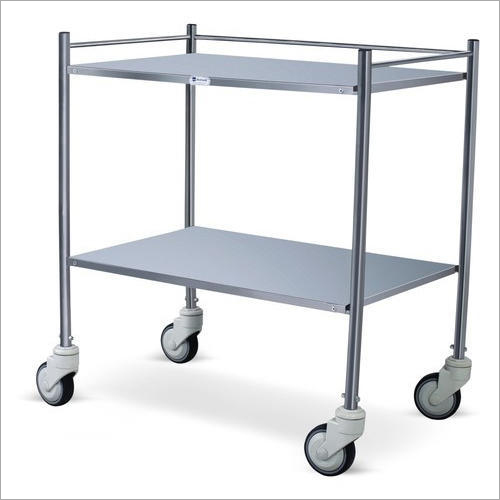 Instrument Trolley - Stainless Steel, 700x500x850 mm, 2 Shelves , 100 kg Load Capacity, 25 kg Weight, 100 mm Wheel Diameter for Medical Instruments Transport