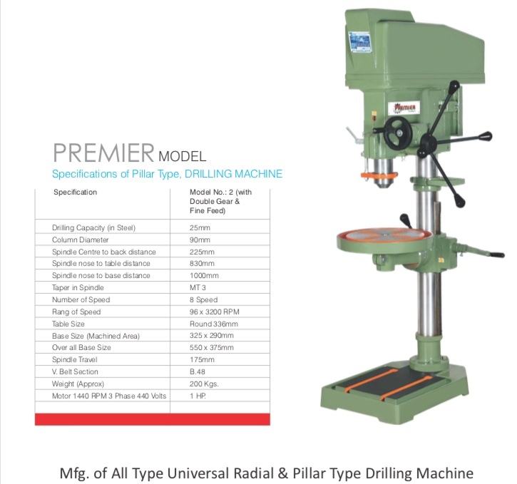 Green 38 Mm Pillar Drill Machine