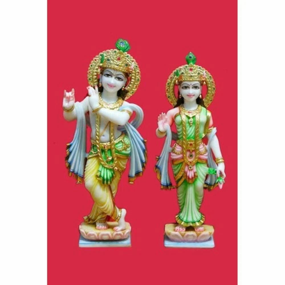 Marble Radha Krishna Statue For Temple - Color: Requirement Based