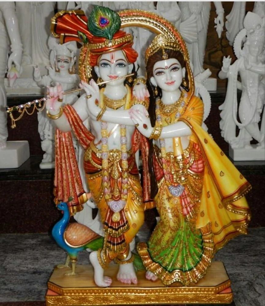 White Marble Radha Krishna Statue