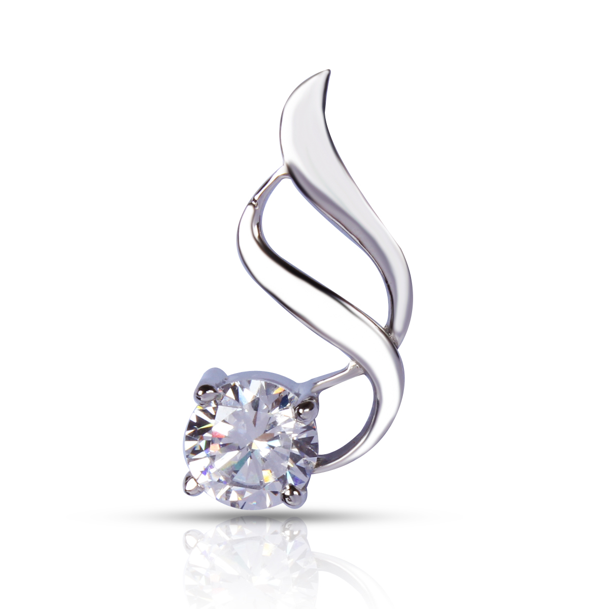 Designer Necklace - 92.5 Sterling Silver With High Polish Rhodium Plating, Three Stone Pendant With Cubic Zirconia