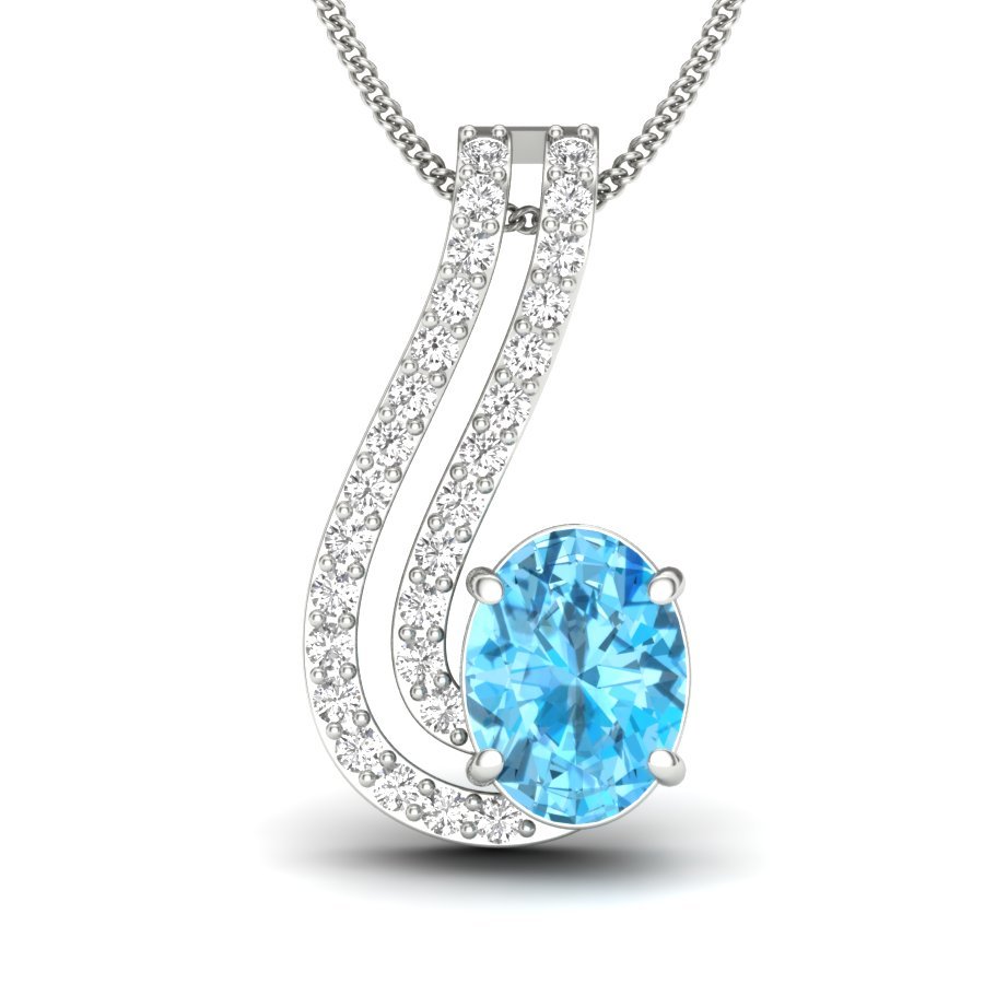 Designer Necklace - 92.5 Sterling Silver With High Polish Rhodium Plating, Three Stone Pendant With Cubic Zirconia