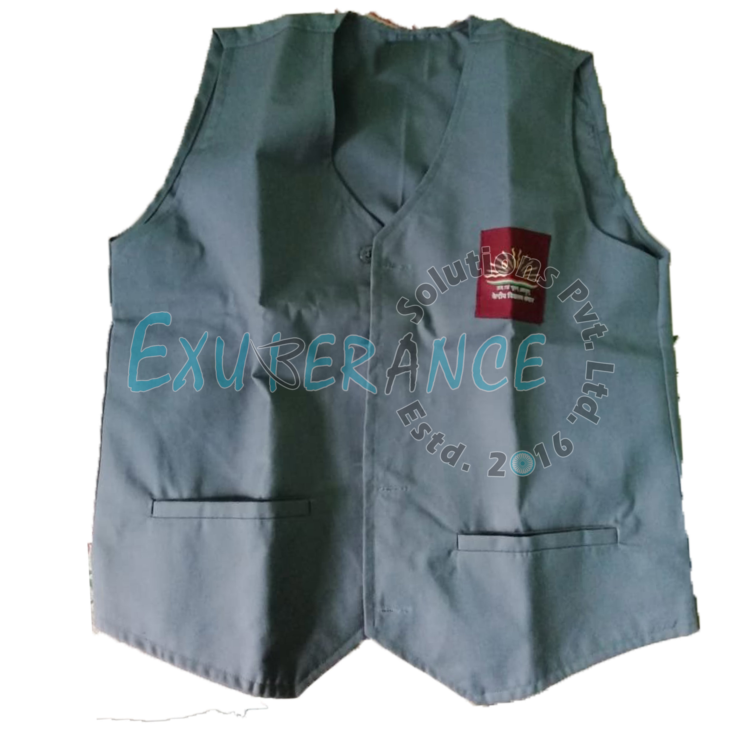 School Waistcoat - Polyester Material, Various Sizes , Green Color, Regular Fit, V-neck, Sleeveless, Button Closure