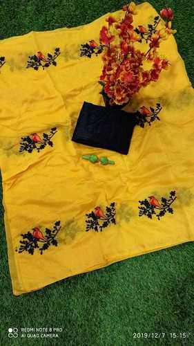 मल्टी न्यू डिज़ाइनर चिकली चंदेरी कॉटन साड़ी