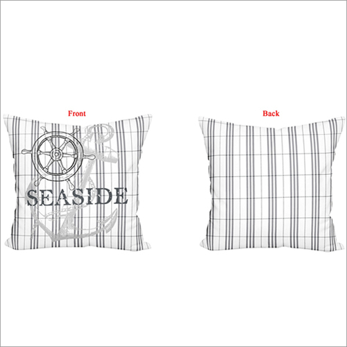 White-black Seaside Print Cushion