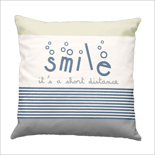 White-Blue Smile Print Cushion