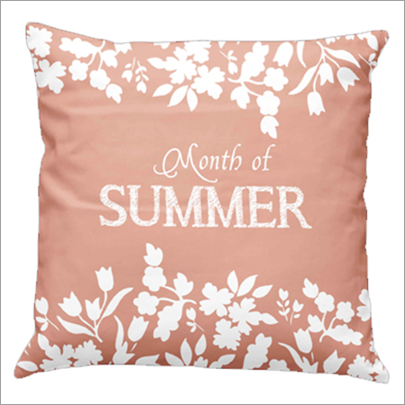 Summer Print Cushion - 100% Cotton, 45 x 45 cm, White-Pink Color | Decorative for Home, Hotel & Garden Furniture, Top Invisible Zipper