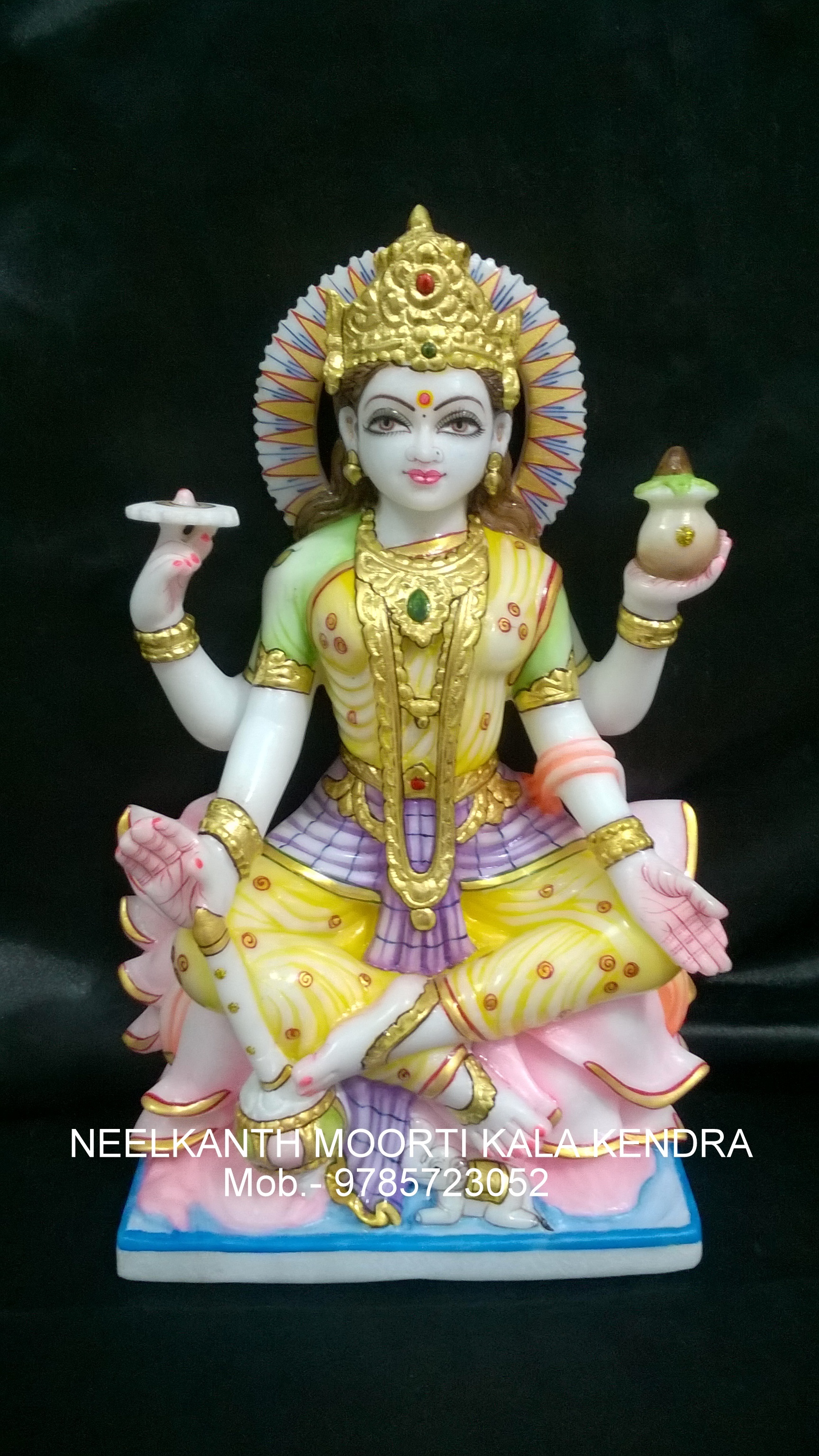 Marble God Laxmi Statue - Height: Approximately 12 Inches Inch (In)