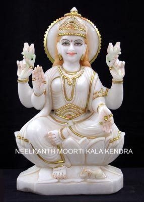 Marble Laxmi Mata Statue - Height: Approximately 12 Inches Inch (In)