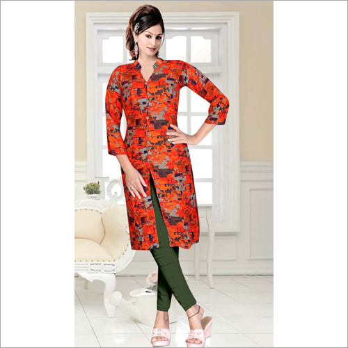 Ladies Collar Kurti - Cotton Blend, Sizes M-xxl, Printed Design, Long Sleeves | Features: Dry Clean, No Fade, Quick Dry, Washable, Ideal For All Seasons
