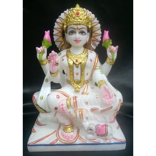 Marble White Laxmi Statue Idol - Height: Approximately 12 Inches Inch (In)