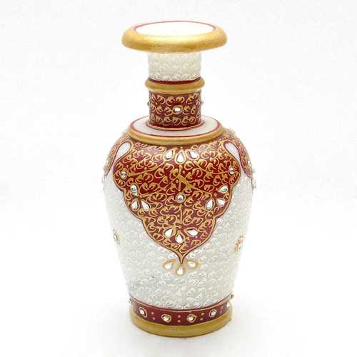 सोने की पेंटिंग के साथ बहुरंगा संगमरमर का फूलदान