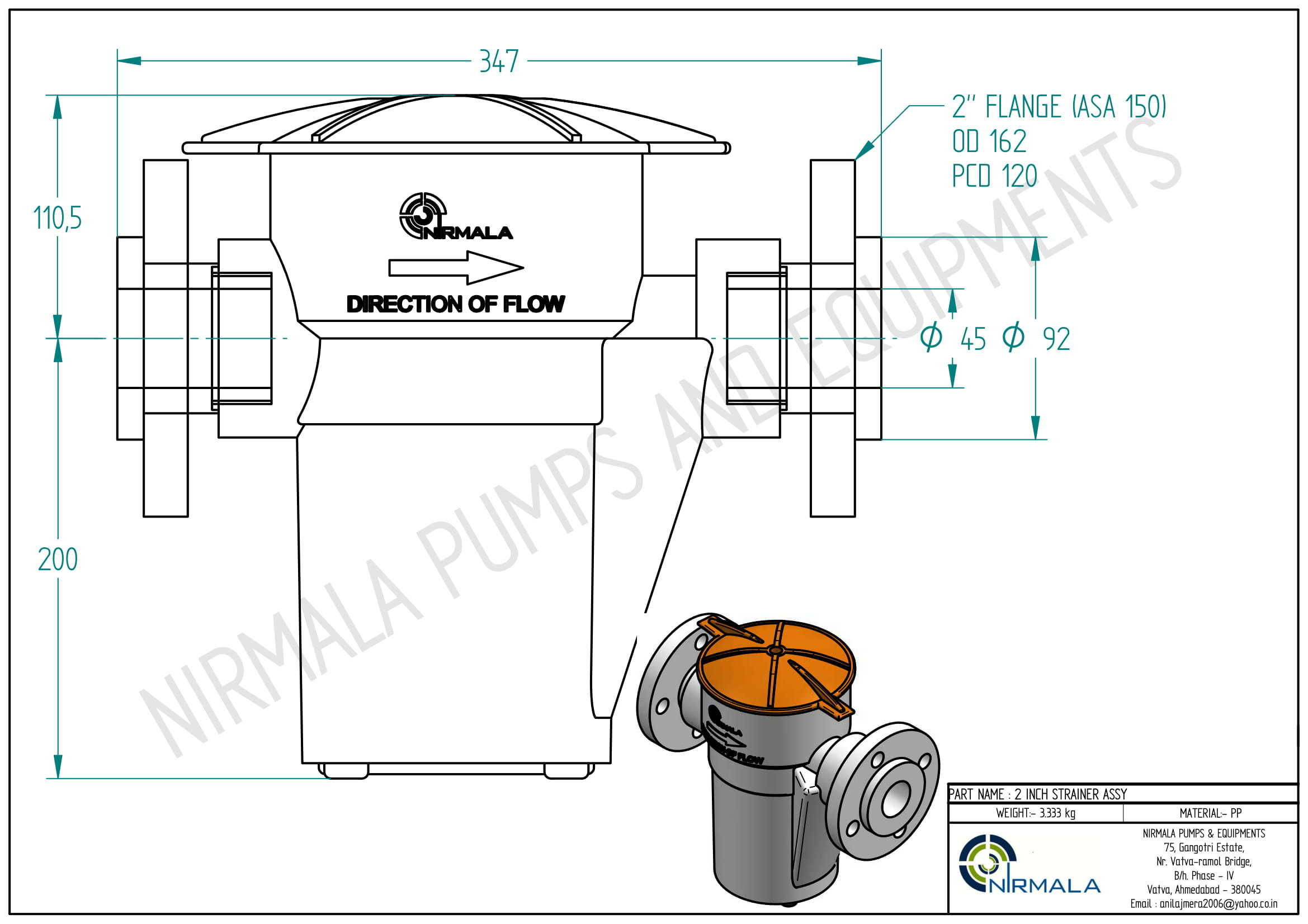 Pp Basket Strainer - Polypropylene & Pvdf, 2" Size, White Color | Flanged & Threaded Connection, Medium Pressure, Self-priming Design