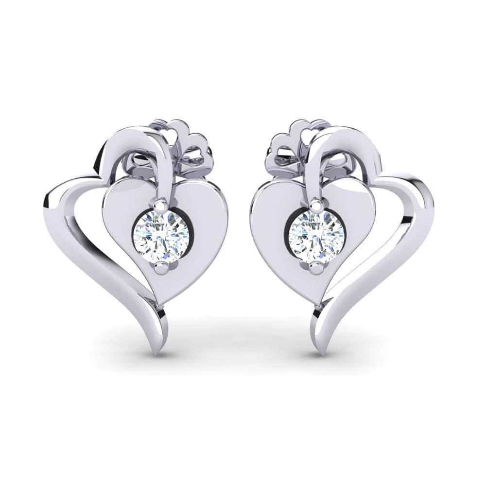 Sterling Silver Ear Studs - 92.5% Pure Silver, High Polish Rhodium Plating With Cubic Zirconia | Elegant Women's Jewelry For Gifts And Parties