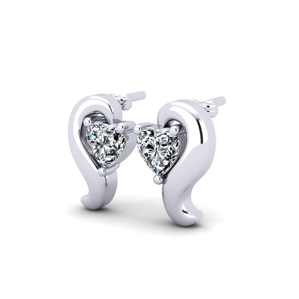 Sterling Silver Ear Studs - 92.5% Pure Silver, High Polish Rhodium Plating With Cubic Zirconia | Elegant Women's Jewelry For Gifts And Parties