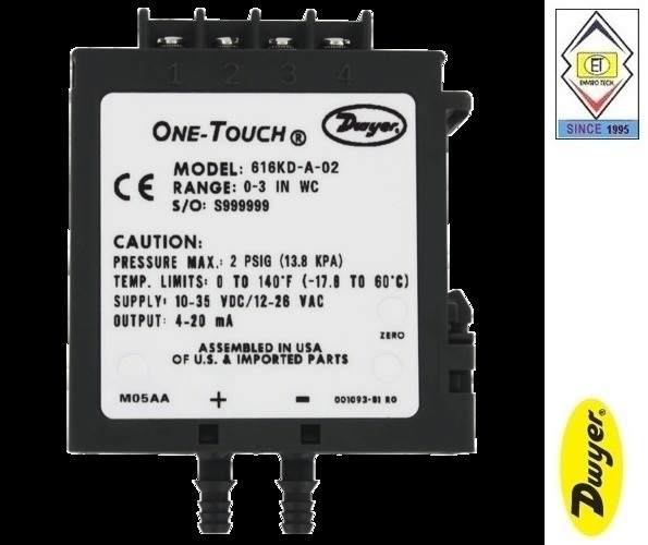 Dwyer 616kd-03-v Differential Pressure Transmitter Measure Pressure Of: Gas