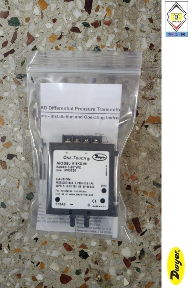 Dwyer 616kd-04-v Differential Pressure Transmitter 0 To 10 In W.c Measure Pressure Of: Gas