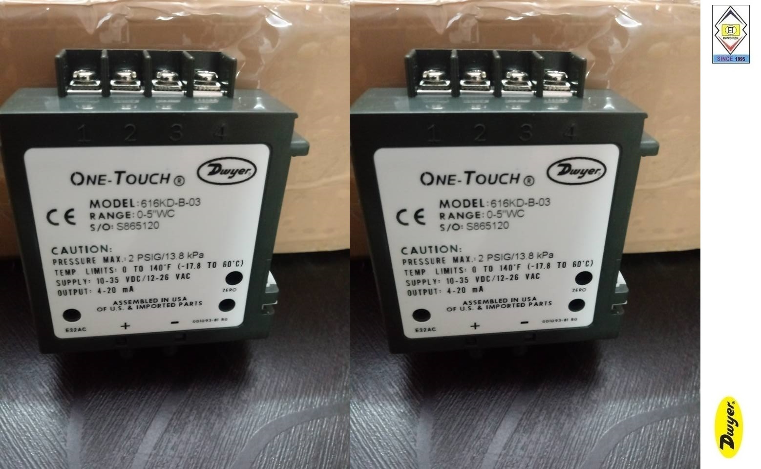 Dwyer 616kd-04-v Differential Pressure Transmitter 0 To 10 In W.c Measure Pressure Of: Gas