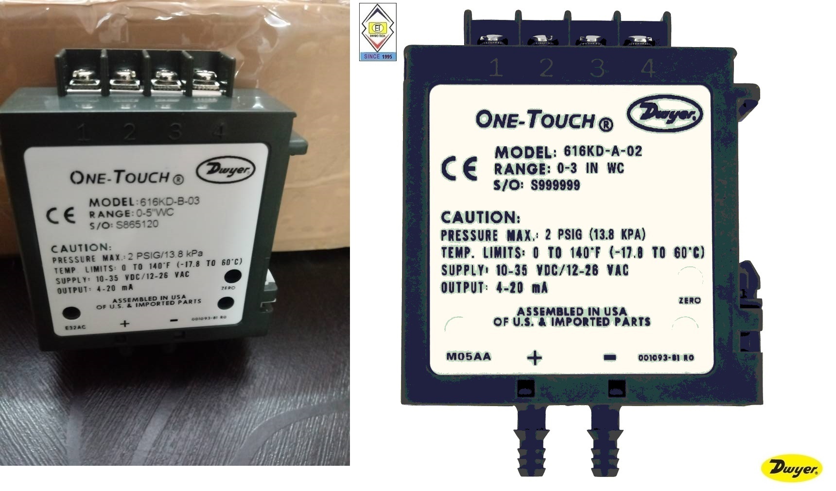 Dwyer 616kd-10-v Differential Pressure Transmitter Dial Material: Plastic