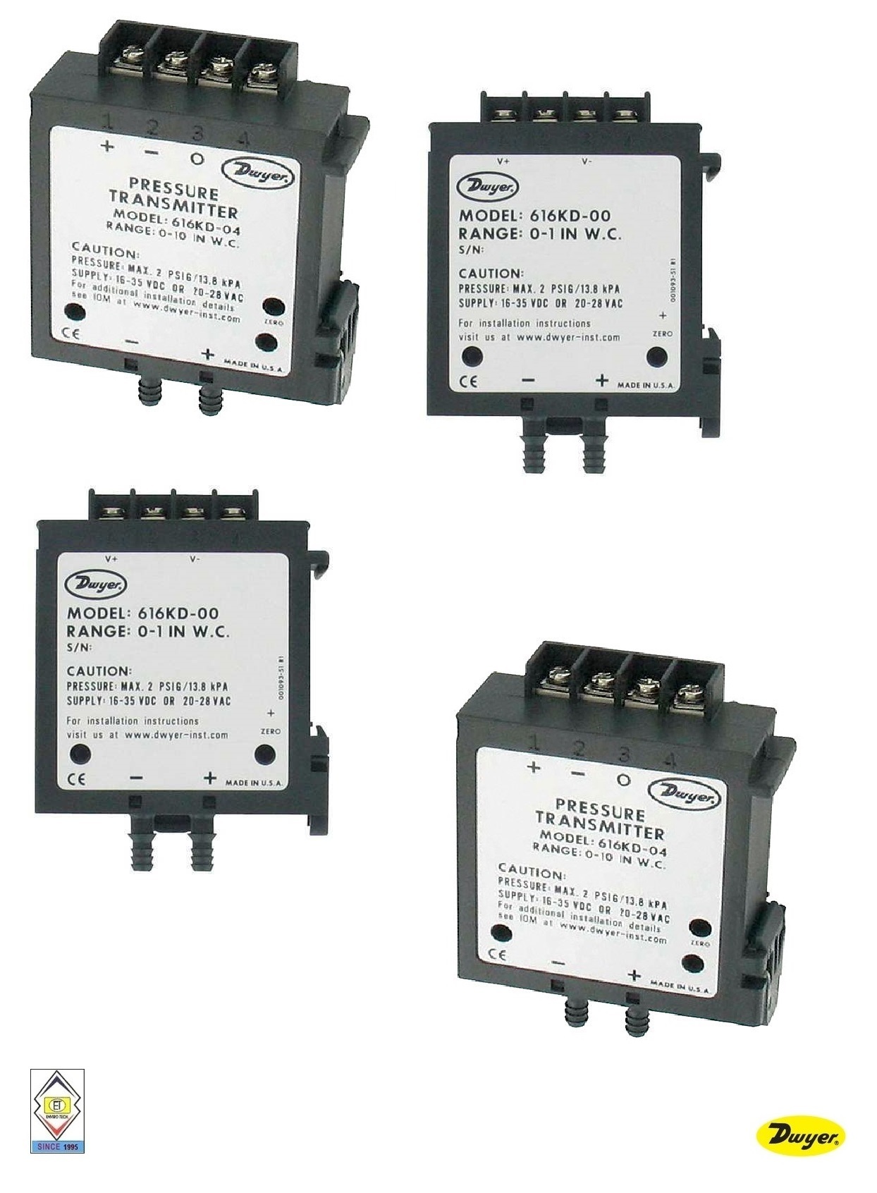 Dwyer 616kd-12-v Differential Pressure Transmitter Accuracy: 2 %