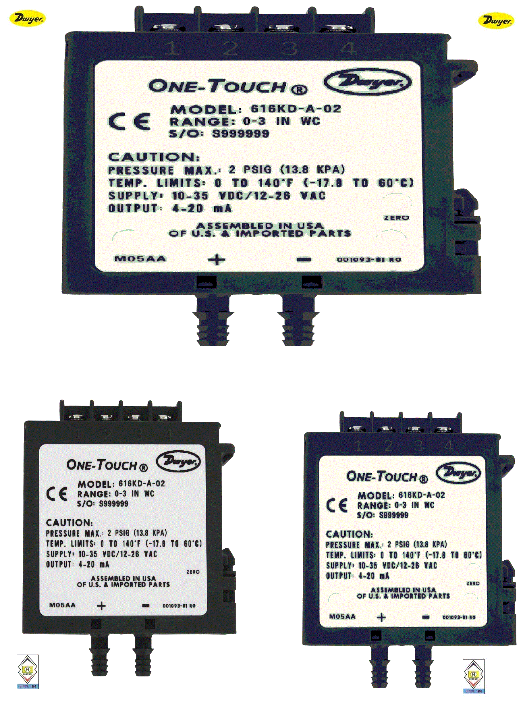 Dwyer 616kd-13-v Differential Pressure Transmitter Accuracy: 2 %