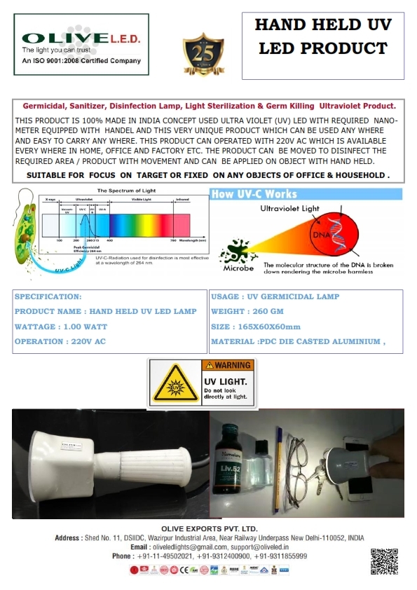 Germicidal Uv Led Lamp - Customizable Material, Portable Size | 2.00 Watt, Easy-to-carry, Multi-functional Disinfection Solution