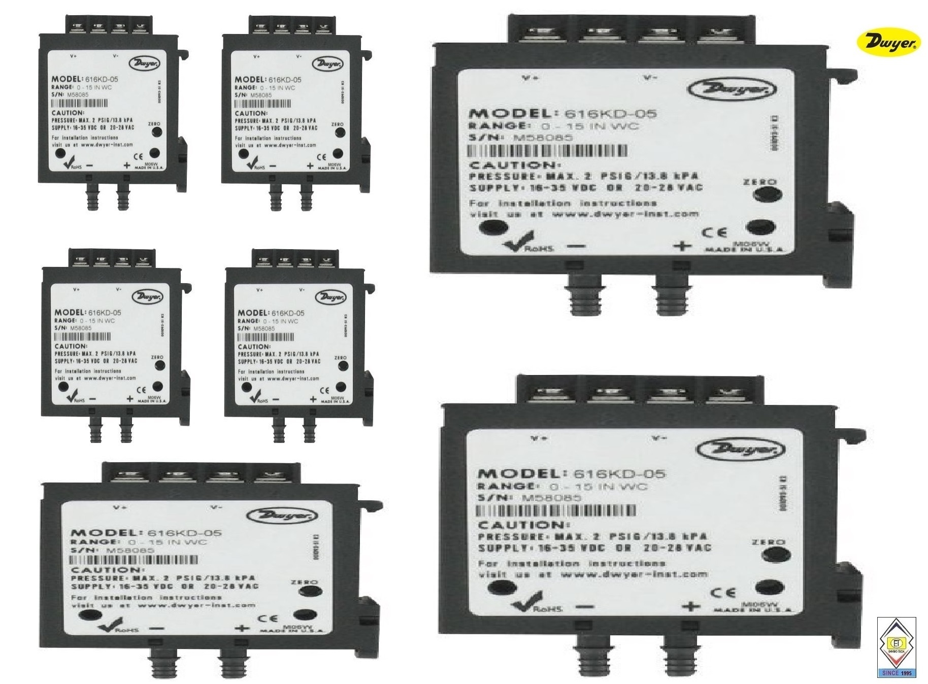 Dwyer 616kd-a-04 Differential Pressure Transmitter Accuracy: 0.25% %